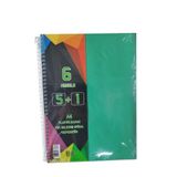 Artlantis 5+1 Ayraçlı Defter 6 Konulu 150 Yaprak 1 Adet 5 Kareli 1 Çizgili Spralli Plastik Kapak Seperatörlü