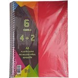 Artlantis 6 Konulu 150 Yaprak 4 Kareli + 2 Çizgili Plastik Kapak Seperatörlü Kırmızı Spiralli Defter