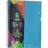 Artlantis 6 Konulu 150 Yaprak 5 Kareli + 1 Çizgili Plastik Kapak Seperatörlü Mavi Spiralli Defter