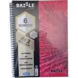 Artlantis 6 Konulu 180 Yaprak 4 Kareli + 2 Çizgili Plastik Kapak Seperatörlü Kırmızı Spiralli Defter