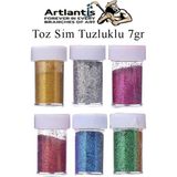 Artlantis 6 Renk Toz Sim Tuzluklu 7 gr 6 Adet Renkli Toz Sim Epoksi Reçine Okul Etkinlik Dekarasyon Slime - Standart - Çok Renkli