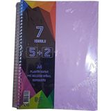 Artlantis 7 Konulu 175 Yaprak 5 Kareli + 2 Çizgili Plastik Kapak Seperatörlü Lila Spiralli Defter