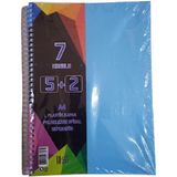 Artlantis 7 Konulu 175 Yaprak 5 Kareli + 2 Çizgili Plastik Kapak Seperatörlü Mavi Spiralli Defter