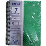 Artlantis 7 Konulu 210 Yaprak 6 Kareli + 1 Çizgili Plastik Kapak Seperatörlü Yeşil Spiralli Defter