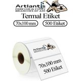 Artlantis 70X100 mm Barkod Etiketi Yapışkanlı 1 Adet Rulo Etiket Termal Barkot Terazi Etiketi 500 Lü Barkod Yazıcılarına Uyumludur - 1000 li