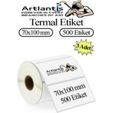 Artlantis 70X100 mm Barkod Etiketi Yapışkanlı 3 Adet Rulo Etiket Termal Barkot Terazi Etiketi 500 Lü Barkod Yazıcılarına Uyumludur
