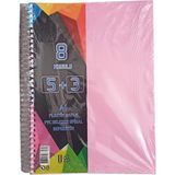 Artlantis 8 Konulu 200 Yaprak 5 Kareli + 3 Çizgili Plastik Kapak Seperatörlü Pembe Spiralli Defter