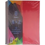 Artlantis 8 Konulu 200 Yaprak 6 Kareli + 2 Çizgili Plastik Kapak Seperatörlü Kırmızı Spiralli Defter