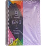 Artlantis 9 Konulu 225 Yaprak 6 Kareli + 3 Çizgili Plastik Kapak Seperatörlü Lila Spiralli Defter