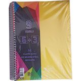 Artlantis 9 Konulu 225 Yaprak 6 Kareli + 3 Çizgili Plastik Kapak Seperatörlü Sarı Spiralli Defter