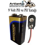 Artlantis 9 Volt Pil ve Pil Yatağı 1 Adet 9V Pil Yuvası Ikili 9V Pil Başlığı Pil Tutucu Çift Başlıklı Kare Pil Okul Elektrik Deney - Siyah - Standart