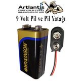 Artlantis 9 Volt Pil ve Pil Yatağı 1 Adet 9V Pil Yuvası İkili 9V Pil Başlığı Pil Tutucu Çift Başlıklı Kare Pil
