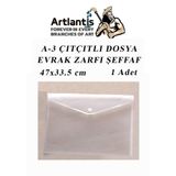 Artlantis A3 Çıtçıtlı Dosya Şeffaf 1 Adet A-3 Çıtçıtlı Zarf Dosya Transparan 47x33.5 cm Büyük Boy Çıtçıtlı Dosya