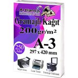 Artlantis A3 Gramajlı Fotokopi Kağıdı 250 Adet 200 gr Sertifika Kağıdı Kalın Kağıt Baskı Tüm Yazıcılara Uyumlu 29.7X42CM Ofis Büro - 1
