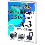 Artlantis A3 Gramajlı Fotokopi Kağıdı 250 Adet 250 gr Sertifika Kağıdı Kalın Kağıt Baskı Tüm Yazıcılara Uyumlu 29,7X42CM Ofis Büro - 1