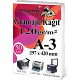 Artlantis A3 Gramajlı Fotokopi Kağıdı 50 Adet 120 gr Sertifika Kağıdı Kalın Kağıt Baskı Tüm Yazıcılara Uyumlu 29.7X42CM Ofis Büro