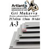Artlantis A3 Mukavva Gri 1.5 mm 10 Adet 1 Paket 29.7X42 cm A-3 Mukavva 1,5 mm Kalınlığında A-3 M - Çok Renkli - Genel - Genel