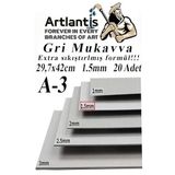Artlantis A3 Mukavva Gri 1.5 mm 20 Adet 1 Paket 29.7x42 cm A-3 Mukavva 1,5 mm Kalınlığında A-3 Mukavva