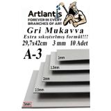 Artlantis A3 Mukavva Gri 3 mm 10 Adet 1 Paket 29.7x42 cm A-3 Mukavva 3 mm Kalınlığında A-3 Mukavva