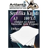 Artlantis A3 Sertifika Kağıdı Kalın 100 Adet Gramajlı Fotokopi Kağıdı 160 gr Tüm Yazıcılara Uyumlu 29.7x42 cm Kalın Baskı Kağıdı
