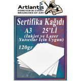 Artlantis A3 Sertifika Kağıdı Kalın 25 Adet Gramajlı Fotokopi Kağıdı 120 gr Tüm Yazıcılara Uyumlu 29.7x42 cm Kalın Baskı Kağıdı