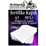 Artlantis A3 Sertifika Kağıdı Kalın 50 Adet Gramajlı Fotokopi Kağıdı 200 gr Tüm Yazıcılara Uyumlu 29.7x42 cm Kalın Baskı Kağıdı