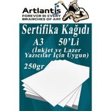 Artlantis A3 Sertifika Kağıdı Kalın 50 Adet Gramajlı Fotokopi Kağıdı 250 gr Tüm Yazıcılara Uyumlu 29.7x42 cm Kalın Baskı Kağıdı