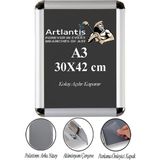 Artlantis A3 Tak Çıkar Rondo Çerçeve 30X42 cm 1 Adet Açılır Kapanır Çerçeve Aç Kapa Çerçeve A3 Afiş Çercevesi - Gri - Standart