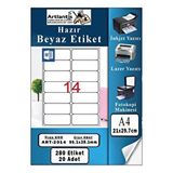 Artlantis A4 14 Lü Hazır Etiket 99.1x38.1 Mm 20 Sayfa 1 Paket Kendinden Yapışkanlı Fotokopi Lazer İnkjet Kağıdı Yazıcılar İçin