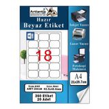 Artlantis A4 18 li Hazır Etiket 63.5x46.6 mm 20 Sayfa 1 Paket Kendinden Yapışkanlı Fotokopi Lazer İnkjet Kağıdı Yazıcılar İçin
