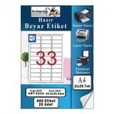 Artlantis A4 33 lü Hazır Etiket 63.5x25.4 mm 20 Sayfa 1 Paket Kendinden Yapışkanlı Fotokopi Lazer İnkjet Kağıdı Yazıcılar İçin