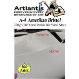 Artlantis A4 Amerikan Bristol Karton 21 x 29 7 cm 100 Adet 220 gr Bir Tarafı Parlak Bir Tarafı Mat Kağıt Biristol Karton - Beyaz - Standart - A-4