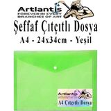 Artlantis A4 Çıtçıtlı Dosya Şeffaf Renkli Zarf Dosya 1 Adet Çıt Çıtlı Dosya Su Geçirmez 100 Yaprak Kapasite - Yeşil