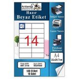 Artlantis A4 Hazır Etiket 105X41 mm 10 Sayfa 1 Paket 14 Lü Kendinden Yapışkanlı Fotokopi Lazer Inkjet Kağıdı Yazıcılar Için Uyumlu