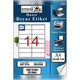 Artlantis A4 Hazır Etiket 105x41 Mm 20 Sayfa 1 Paket 14 Lü Kendinden Yapışkanlı Fotokopi Lazer İnkjet Kağıdı Yazıcılar İçin Uyumlu