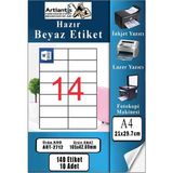 Artlantis A4 Hazır Etiket 105X42.7 mm 10 Sayfa 1 Paket 14 Lü Kendinden Yapışkanlı Fotokopi Lazer Inkjet Kağıdı Yazıcılar Için Uyumlu - Standart