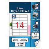 Artlantis A4 Hazır Etiket 105x42.7 mm 10 Sayfa 1 Paket 14 lü Kendinden Yapışkanlı Fotokopi Lazer İnkjet Kağıdı Yazıcılar İçin Uyumlu