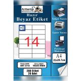 Artlantis A4 Hazır Etiket 105x42.7 mm 20 Sayfa 1 Paket 14 lü Kendinden Yapışkanlı Fotokopi Lazer İnkjet Kağıdı Yazıcılar İçin Uyum