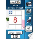 Artlantis A4 Hazır Etiket 105X70 mm 10 Sayfa 1 Paket 8 Li Kendinden Yapışkanlı Fotokopi Lazer Inkjet Kağıdı Yazıcılar Için Uyumlu