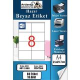 Artlantis A4 Hazır Etiket 105X72 mm 10 Sayfa 1 Paket 8 Li Kendinden Yapışkanlı Fotokopi Lazer Inkjet Kağıdı Yazıcılar Için Uyumlu