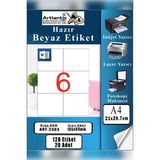 Artlantis A4 Hazır Etiket 105X99 mm 20 Sayfa 1 Paket 6 Lı Kendinden Yapışkanlı Fotokopi Lazer Inkjet Kağıdı Yazıcılar Için Uyumlu - Standart