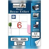 Artlantis A4 Hazır Etiket 105x99 Mm 20 Sayfa 1 Paket 6 Lı Kendinden Yapışkanlı Fotokopi Lazer İnkjet Kağıdı Yazıcılar İçin Uyumlu