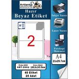 Artlantis A4 Hazır Etiket 199.6X143.5 mm 20 Sayfa 1 Paket Kendinden Yapışkanlı Fotokopi Lazer Inkjet Kağıdı Yazıcılar Için Uyumlu - Standart