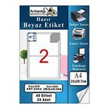 Artlantis A4 Hazır Etiket 199.6x143.5 Mm 20 Sayfa 1 Paket Kendinden Yapışkanlı Fotokopi Lazer İnkjet Kağıdı Yazıcılar İçin Uyumlu