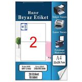 Artlantis A4 Hazır Etiket 210x148.5 mm 10 Sayfa 1 Paket 2 li Kendinden Yapışkanlı Fotokopi Lazer İnkjet Kağıdı Yazıcılar İçin Uyumlu