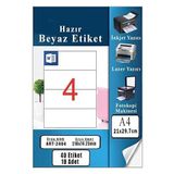 Artlantis A4 Hazır Etiket 210X74.25 mm 10 Sayfa 1 Paket 4 Lü Kendinden Yapışkanlı Fotokopi Lazer Inkjet Kağıdı Yazıcılar Için Uyumlu