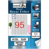 Artlantis A4 Hazır Etiket 30x12 Mm 20 Sayfa 1 Paket 95 Li Kendinden Yapışkanlı Fotokopi Lazer İnkjet Kağıdı Yazıcılar İçin Uyumlu
