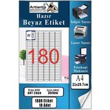 Artlantis A4 Hazır Etiket 30X9 mm 10 Sayfa 1 Paket 180 Li Kendinden Yapışkanlı Fotokopi Lazer Inkjet Kağıdı Yazıcılar Için Uyumlu