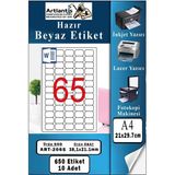 Artlantis A4 Hazır Etiket 38.1X21.2 mm 10 Sayfa 1 Paket 65 Li Kendinden Yapışkanlı Fotokopi Lazer Inkjet Kağıdı Yazıcılar Için Uyumlu