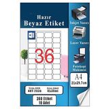 Artlantis A4 Hazır Etiket 45x30 mm 10 Sayfa 1 Paket 36 lı Kendinden Yapışkanlı Fotokopi Lazer İnkjet Kağıdı Yazıcılar İçin Uyumlu